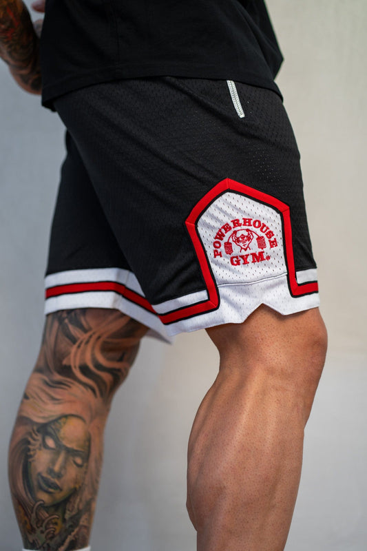 Powerhouse Gym Pro Shop Retro Basketball Shorts Black/Red