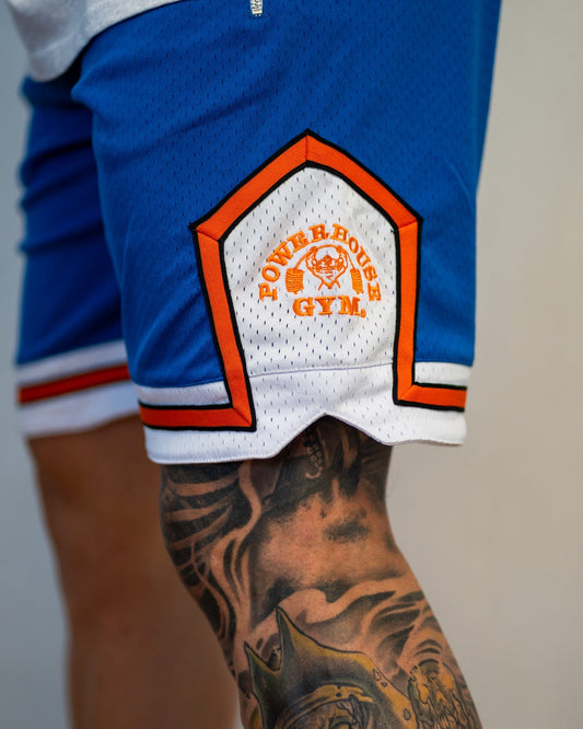 Powerhouse Gym Pro Shop Retro Basketball Shorts Blue/Orange