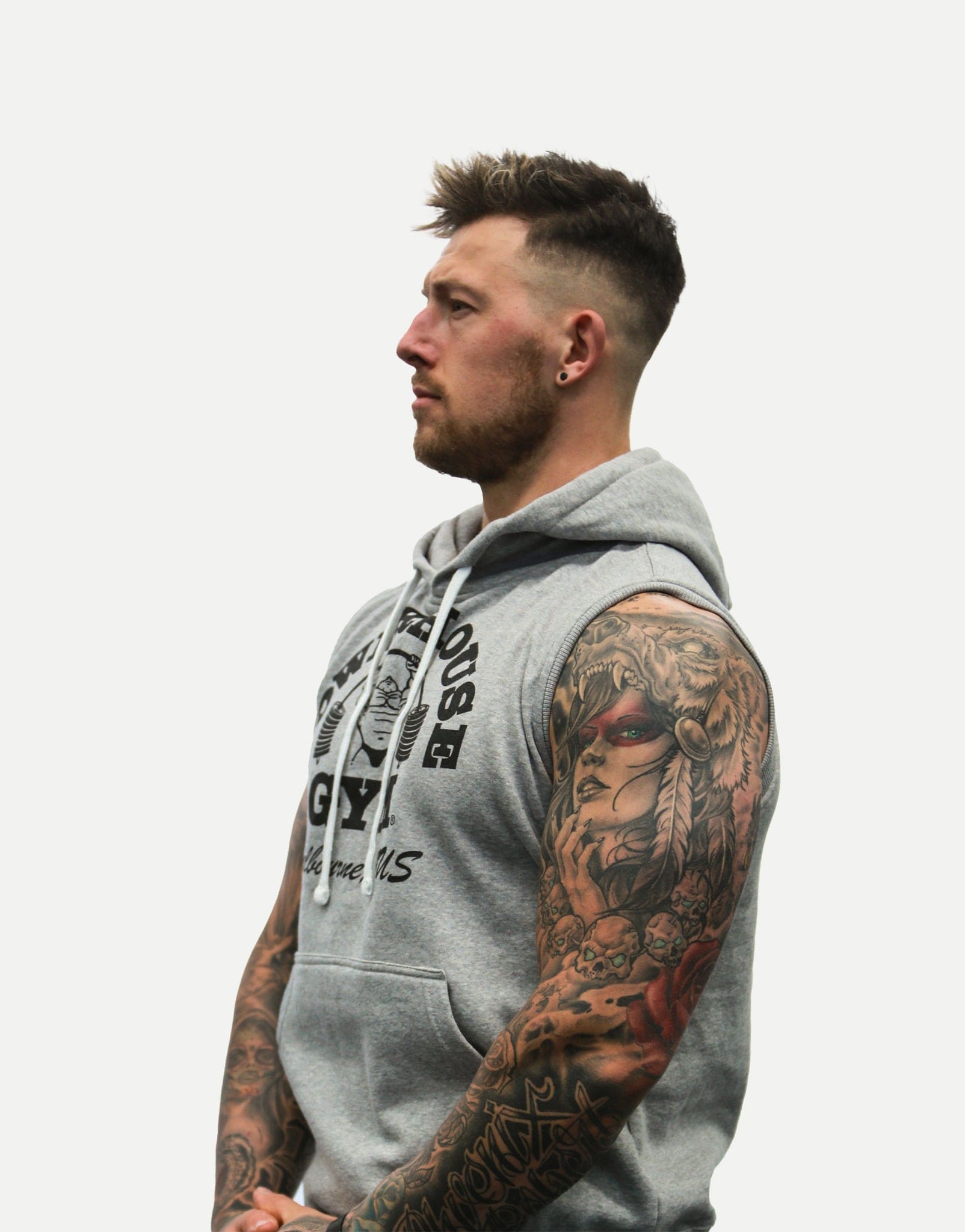 Grey clearance sleeveless hoodie