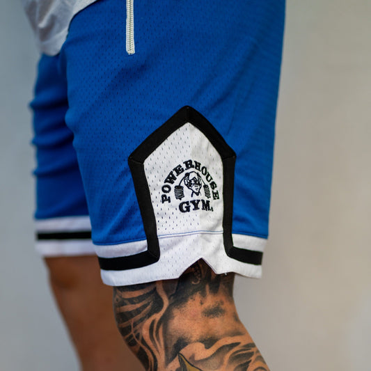 Powerhouse Gym Pro Shop Small Retro Basketball Shorts Blue/Black