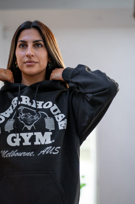 Powerhouse Gym Pro Shop Training Hoodie Black/White Text/ Silver Man